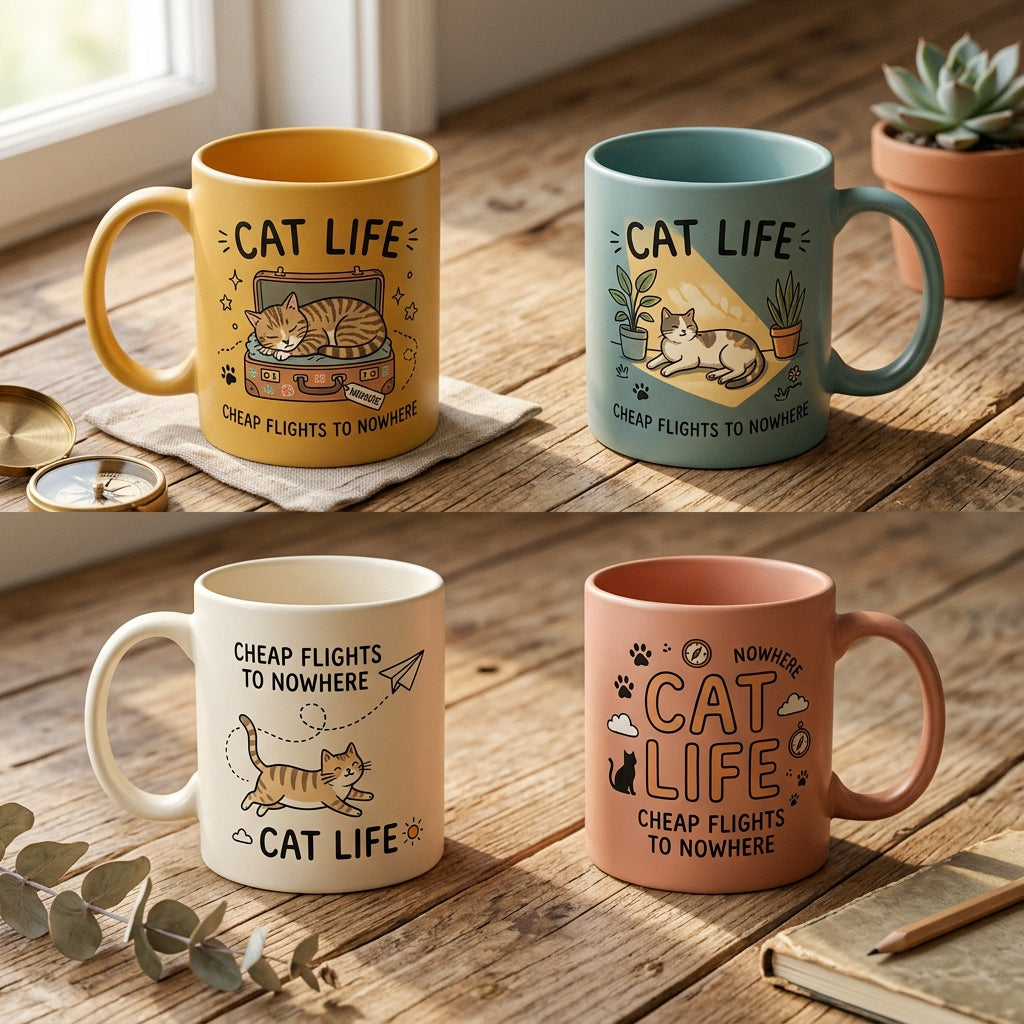 Cheap Flights to Nowhere — Cat Life Poster — design 3