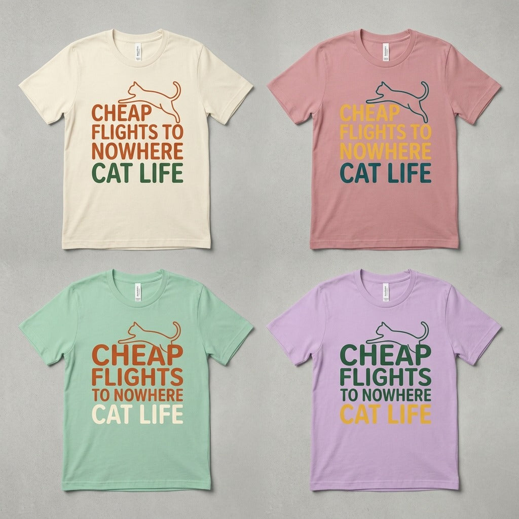Cheap Flights to Nowhere — Cat Life Tee — design 2
