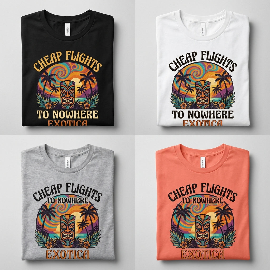 Cheap Flights to Nowhere — Exotica Tee — design 2