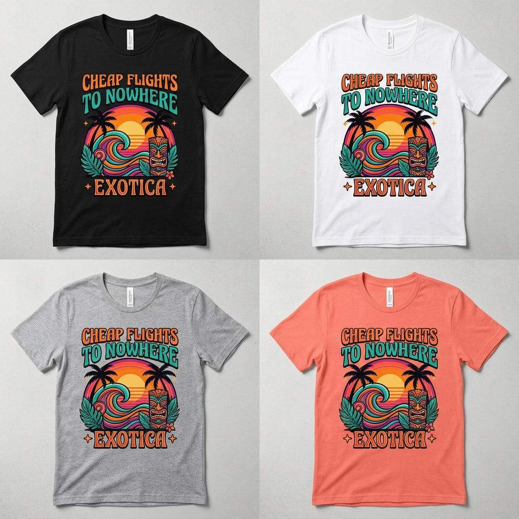 Cheap Flights to Nowhere — Exotica Tee — design 3