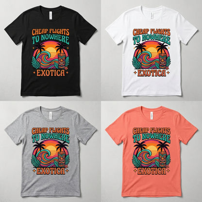 Cheap Flights to Nowhere — Exotica Tee — design 3