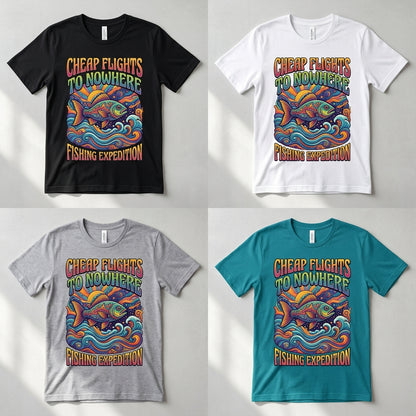 Cheap Flights to Nowhere — Fishing Expedition Tee — design 2