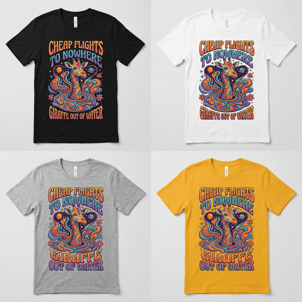 Cheap Flights to Nowhere — Giraffe Out Of Water Tee — design 1