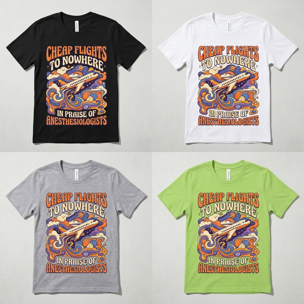 Cheap Flights to Nowhere — In Praise of Anesthesiologists Tee — design 1