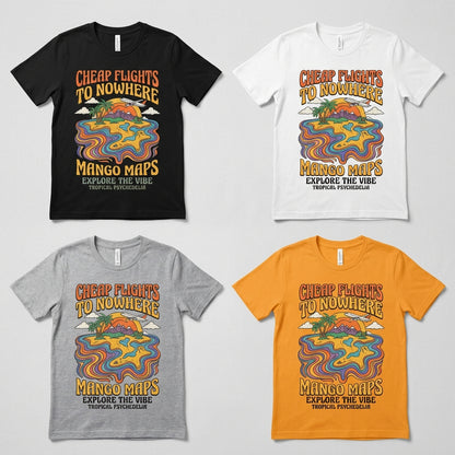 Cheap Flights to Nowhere — Mango Maps Tee — design 2