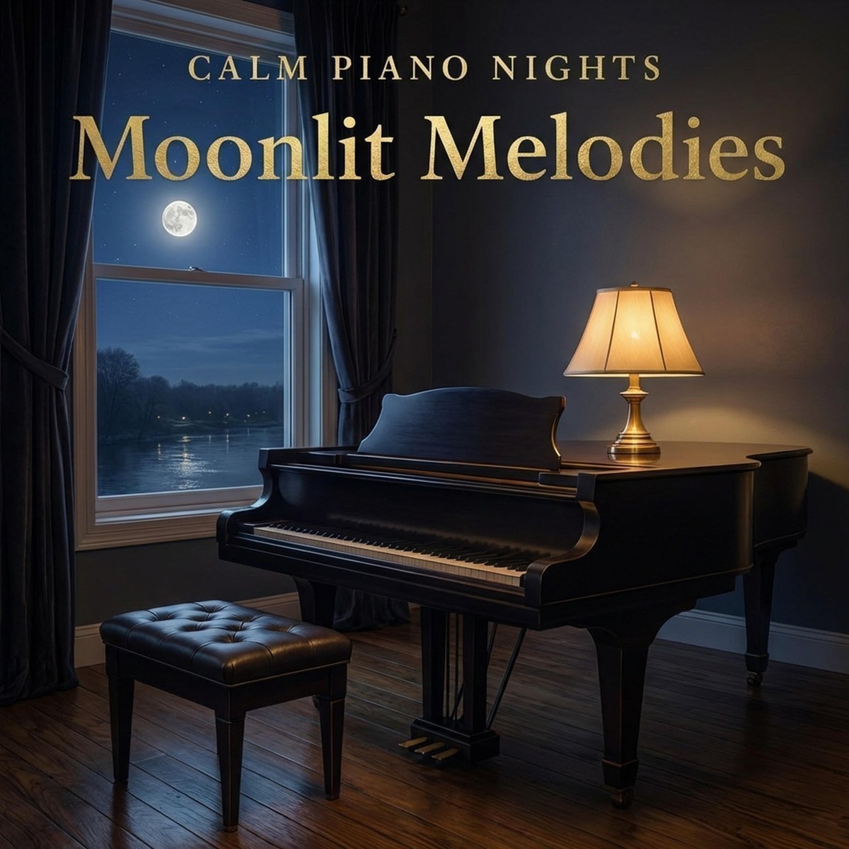 Calm Piano Nights — Moonlit Melodies Pillow mockup
