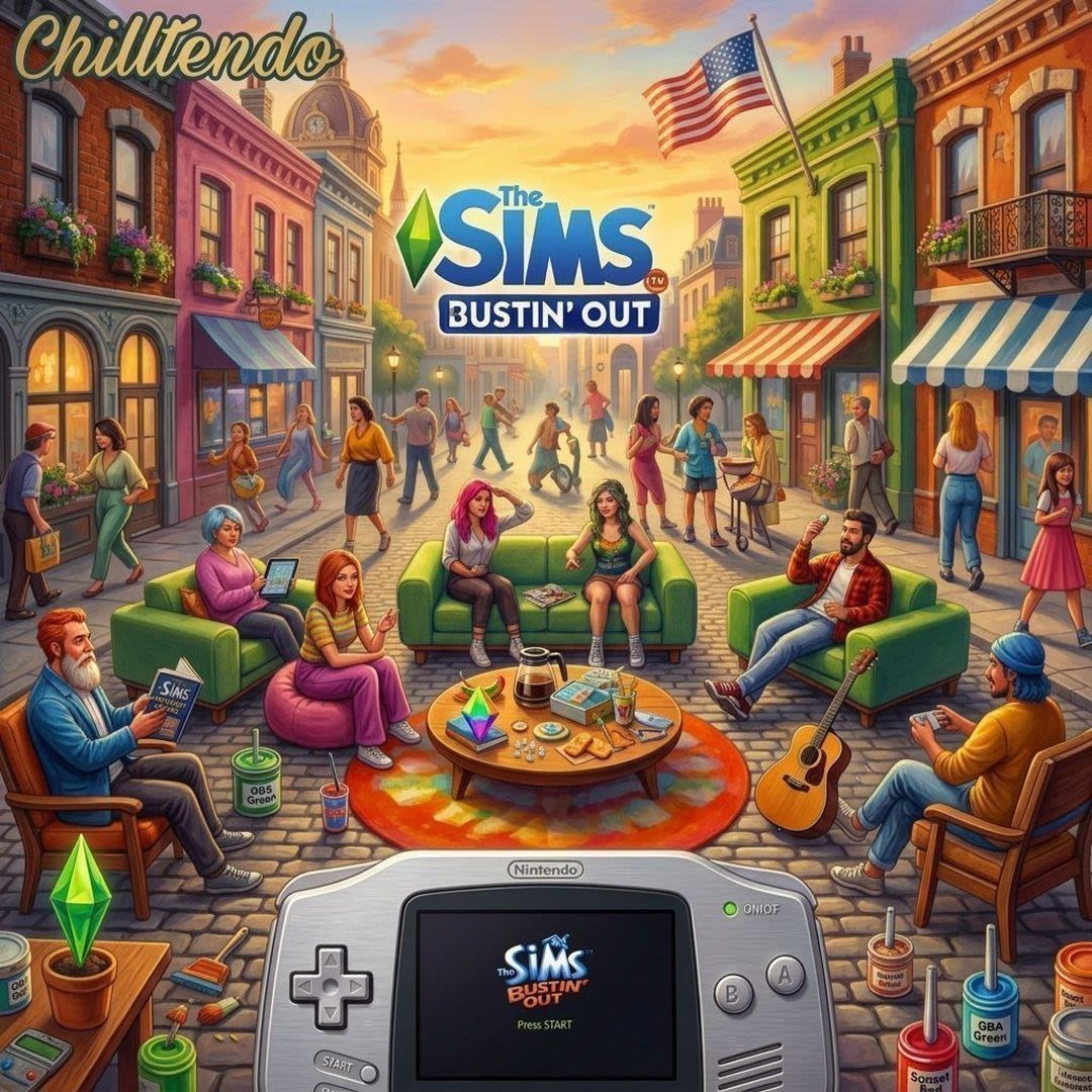 Chilltendo — Gameboy Advance The Sims Bustin Out Ost Poster mockup
