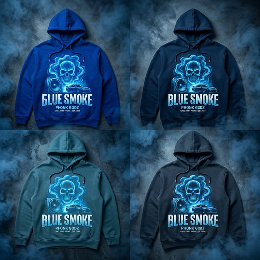 Phonk Godz — B L U E S M O K E Hoodie — design 1