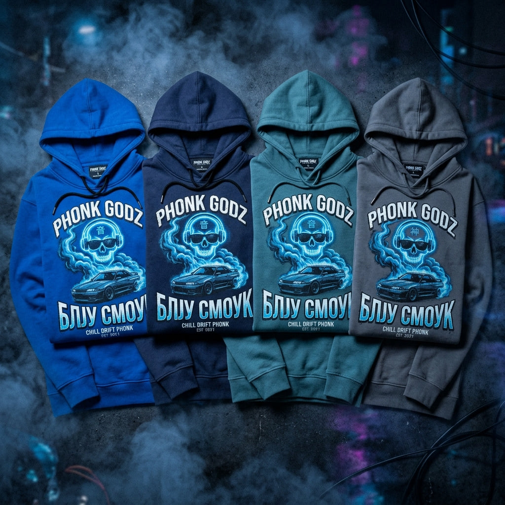 Phonk Godz — B L U E S M O K E Hoodie — design 2