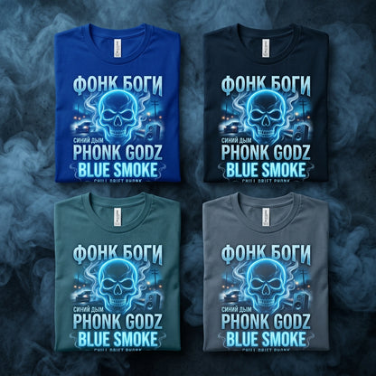 Phonk Godz — B L U E S M O K E Tee — design 3