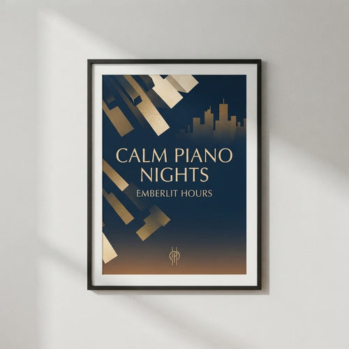 Calm Piano Nights — Emberlit Hours Poster