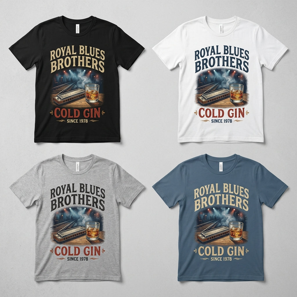 Royal Blues Brothers — Cold Gin Tee — design 1