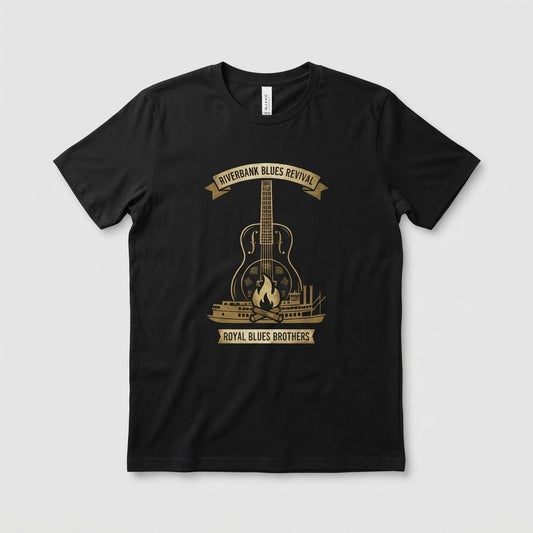 ROYAL BLUES BROTHERS — Riverbank Blues Revival Tee mockup