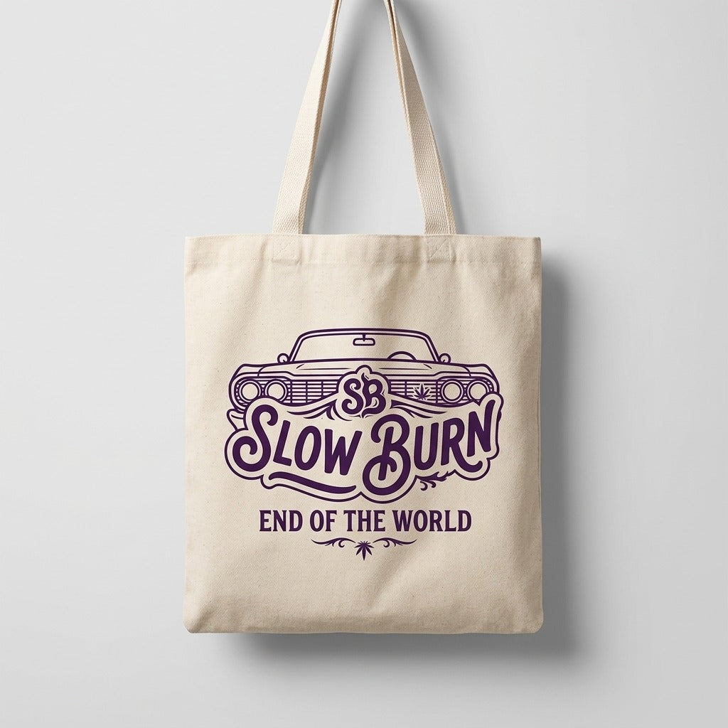 Slow Burn — End Of The World Tote mockup