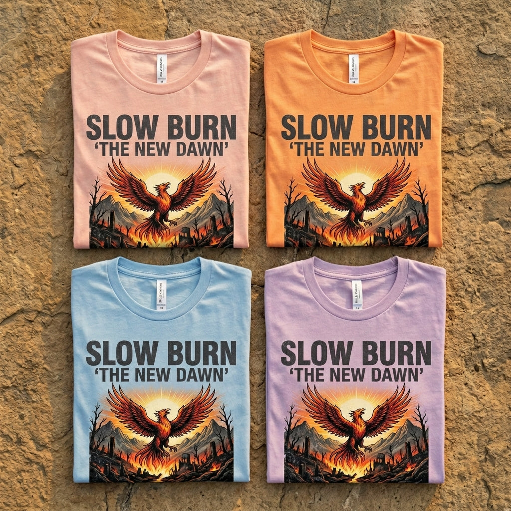 Slow Burn — The New Dawn Tee — design 1