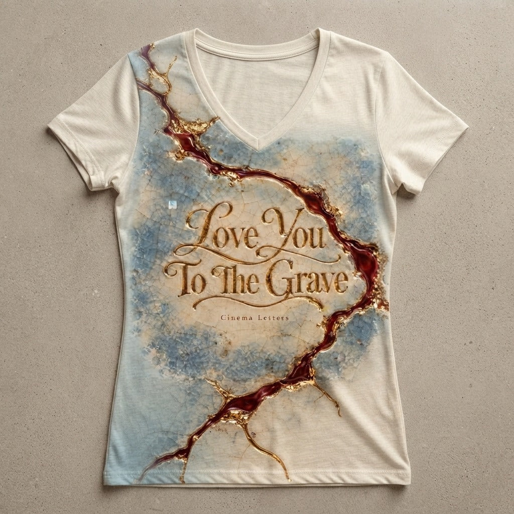 Cinema Letters — Love You To The Grave Women's Ideal V-Neck Tee — product mockup