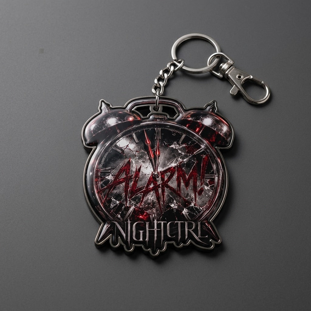 NIGHTCTRL — ALARM! Single-Sided Printed Keychain Charm — product mockup