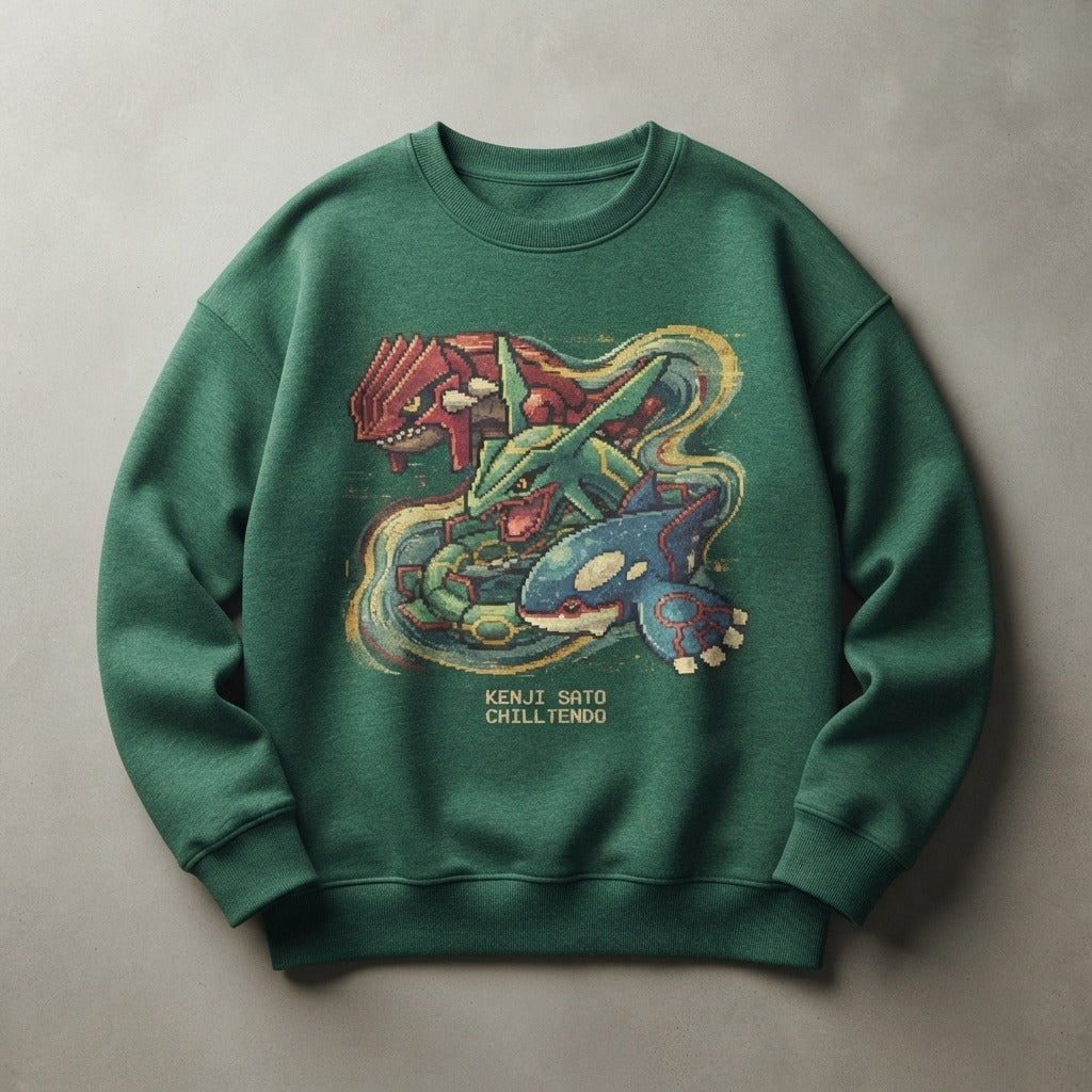 Chilltendo — Emerald Tides: Ruby & Sapphire Dreams Unisex Organic Oversized Sweatshirt Radder 2.0 — product mockup