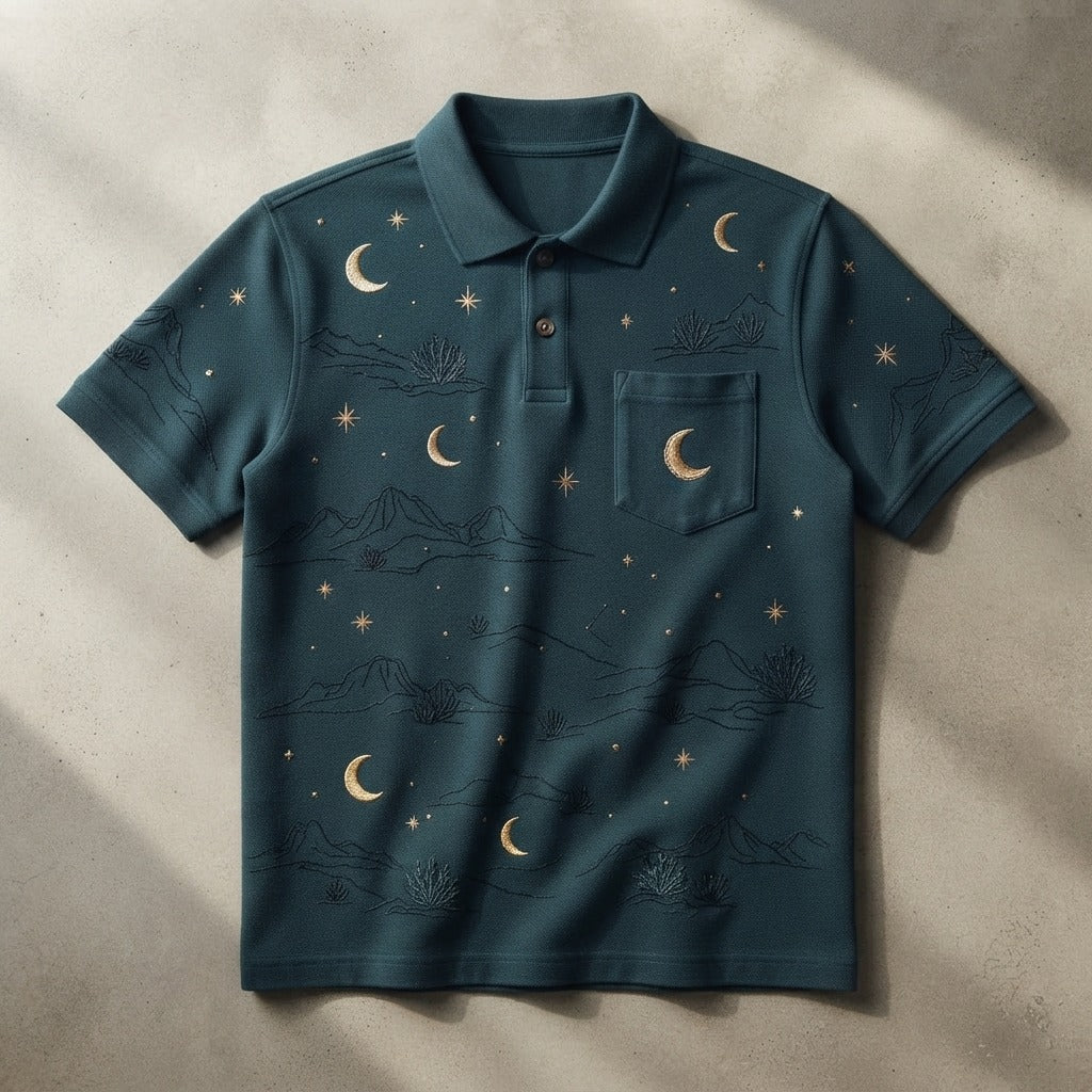 CARAVAN JAZZ — Four In The Morning Heavyweight Cotton Pique Polo with Pocket — product mockup