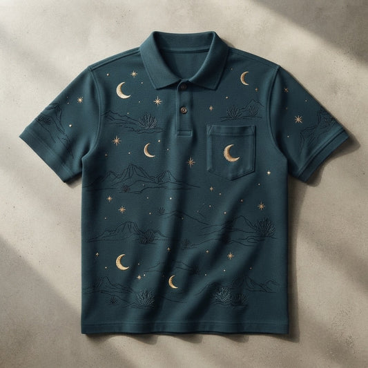 CARAVAN JAZZ — Four In The Morning Heavyweight Cotton Pique Polo with Pocket — product mockup