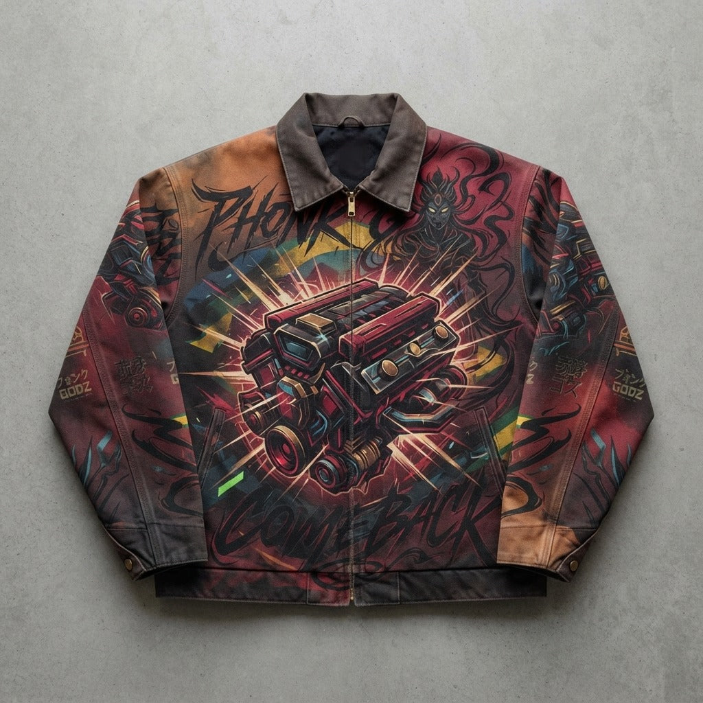 PHONK GODZ — C O M E B A C K Canvas Heavy Jacket — product mockup