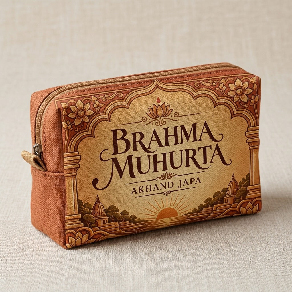 Akhand Japa — Brahma Muhurta Polyester Pencil Case — product mockup