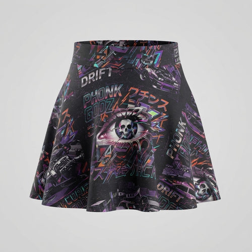 PHONK GODZ — C O M E B A C K Women's Skater Skirt (AOP)