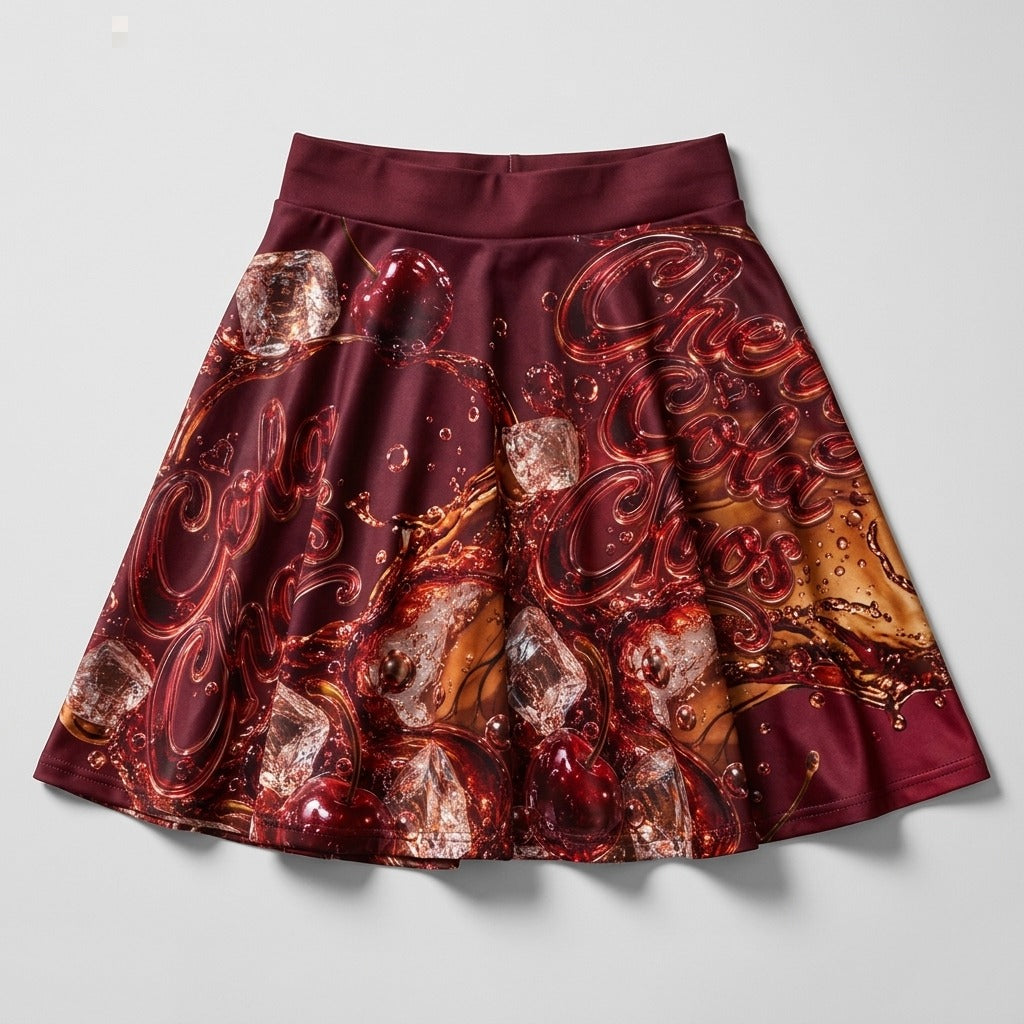 Kissy Fit — Cherry Cola Chaos Women's Skater Skirt (AOP) — product mockup