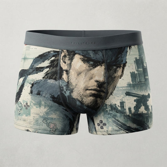 Chilltendo — Shadow Frequency: Codec 140.85 Men's Boxer Briefs (AOP) — product mockup