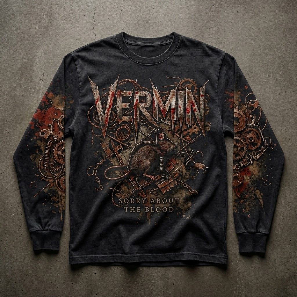Sorry About The Blood — Vermin Men's Solar Long Sleeve Shirt — product mockup