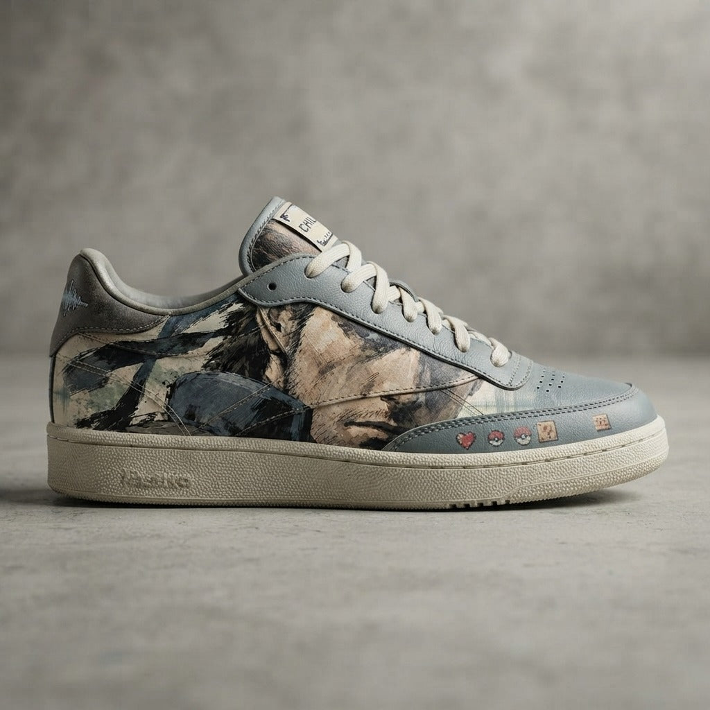 Chilltendo — Shadow Frequency: Codec 140.85 Women's Low-Top Leather Sneakers — product mockup