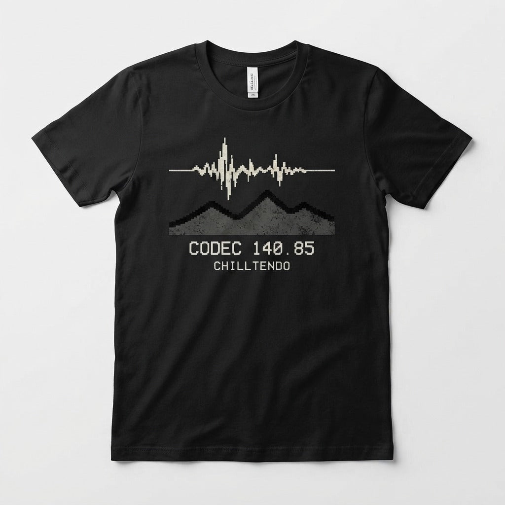 Chilltendo — Shadow Frequency: Codec 140.85 Tee — product mockup