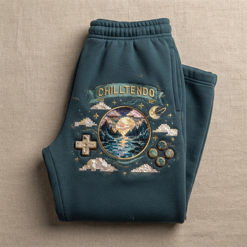 CHILLTENDO — Imaginary Console : Vol. 10 District® V.I.T.™ Unisex Fleece Jogger (Embroidery) — product mockup