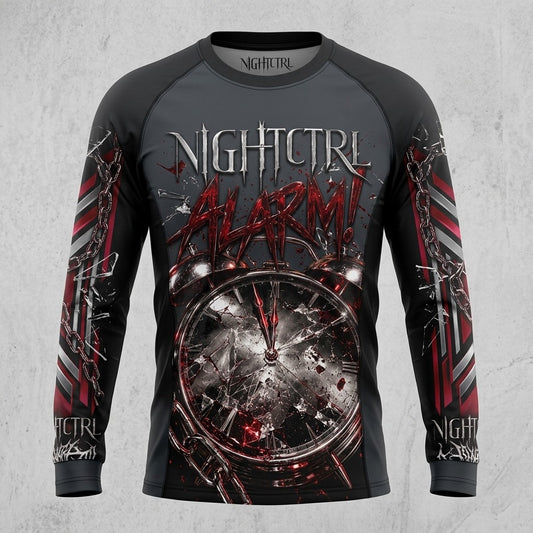 NIGHTCTRL — ALARM! Performance Long Sleeve Tee — product mockup