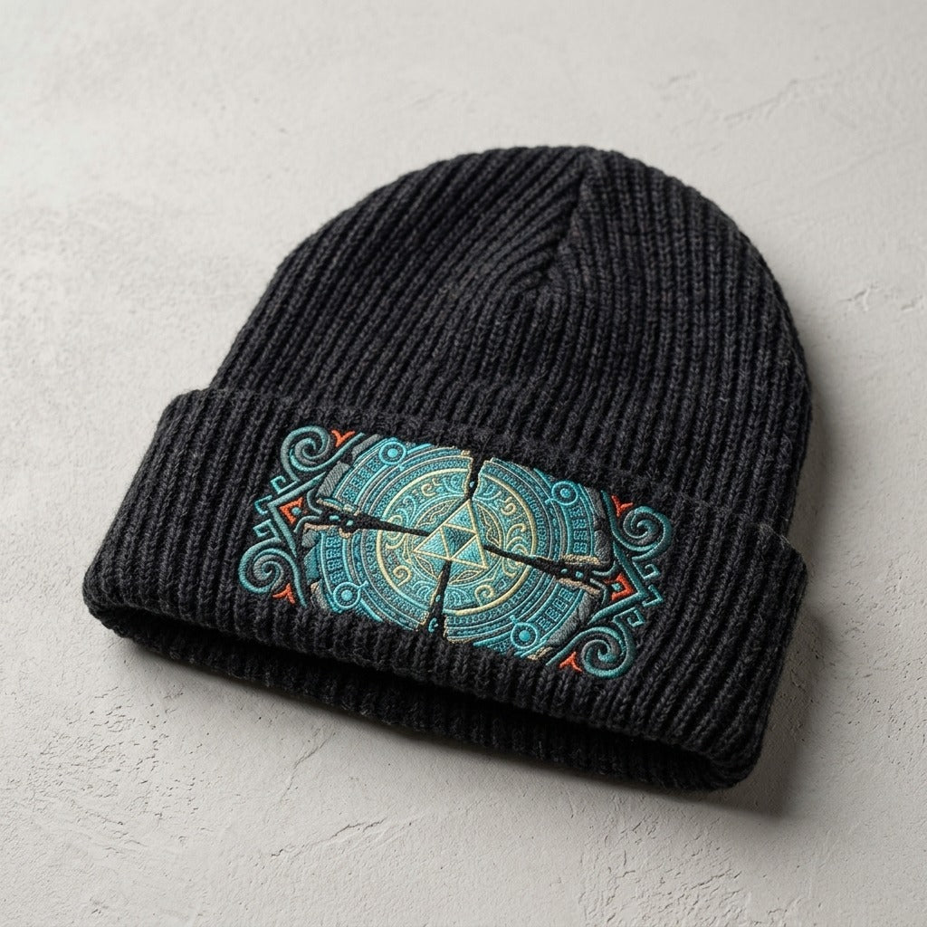 Chilltendo — Twilight Veil: Wolfbound Echoes Ribbed Knit Beanie (Embroidery) — product mockup