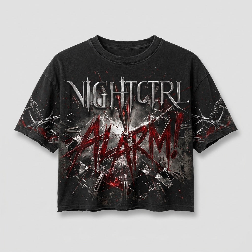 NIGHTCTRL — ALARM! Women's Crop Top — product mockup