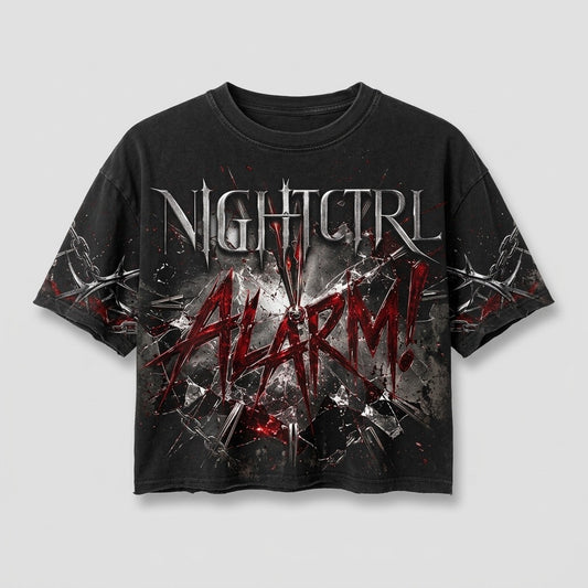 NIGHTCTRL — ALARM! Women's Crop Top — product mockup