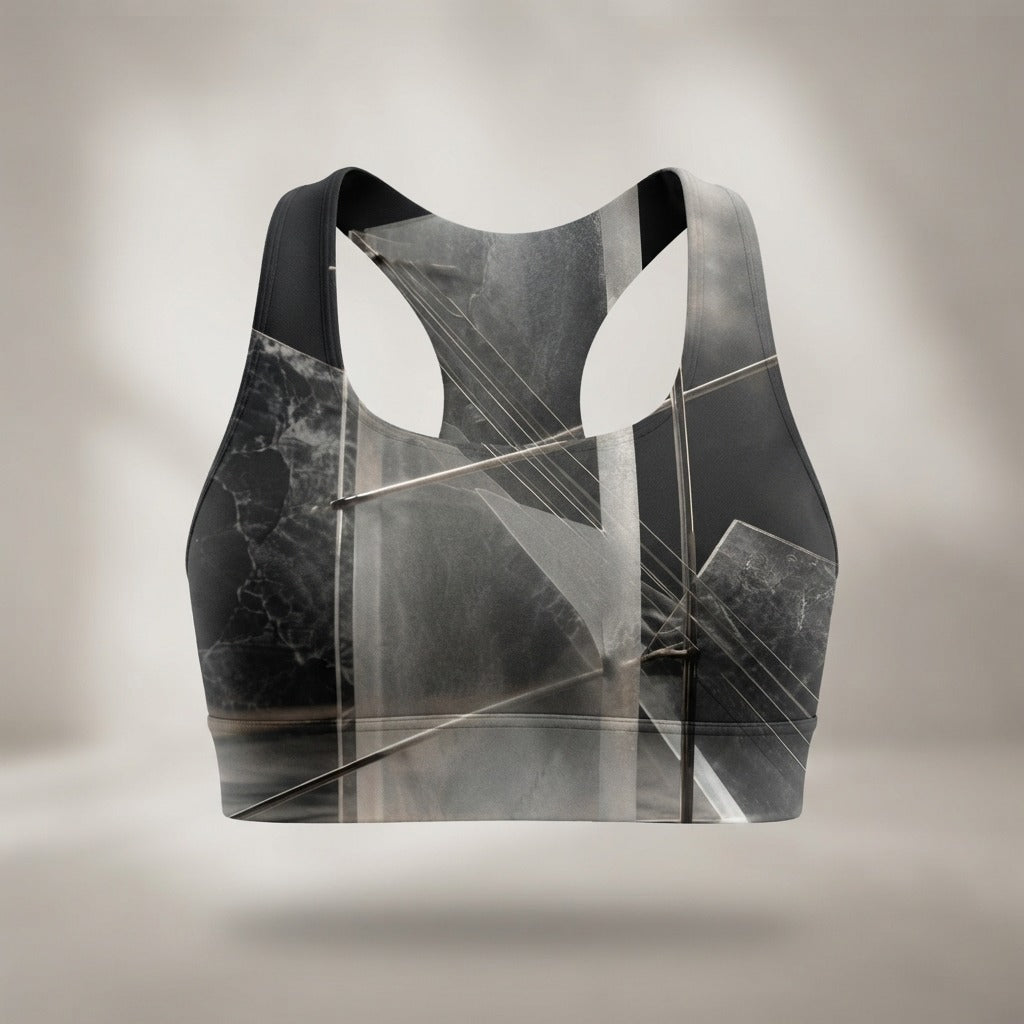 Arco Modul — Scordatura Polyester Sports Bra (AOP) — product mockup