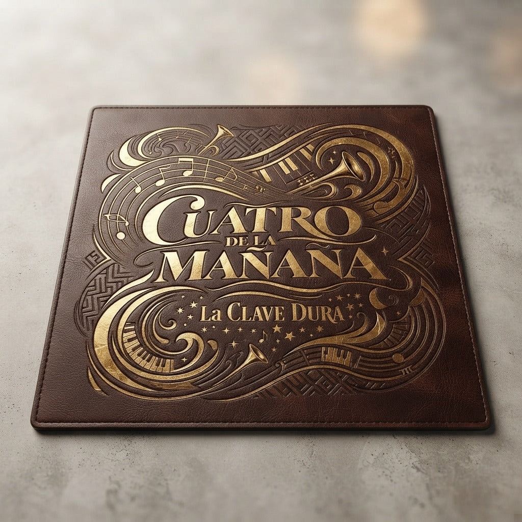 La Clave Dura — Cuatro De La Mañana Leather Placemat — product mockup