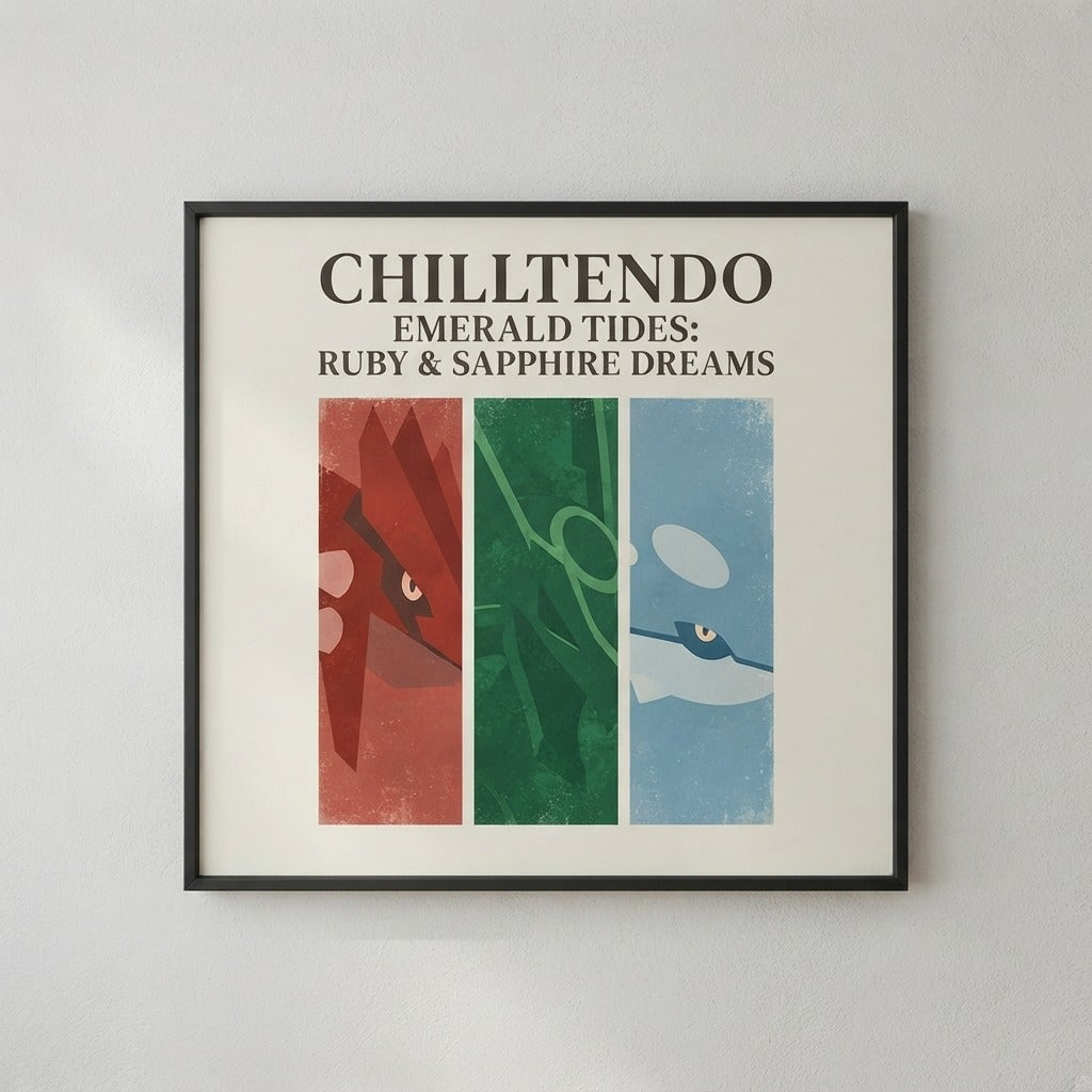 Chilltendo — Emerald Tides: Ruby & Sapphire Dreams Poster — product mockup