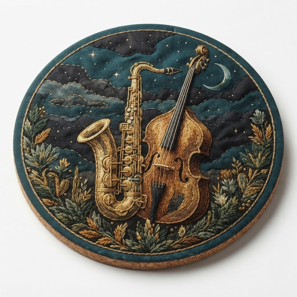 CARAVAN JAZZ — Four In The Morning Hardboard Coasters with Cork Bottom (Set of 4) — product mockup