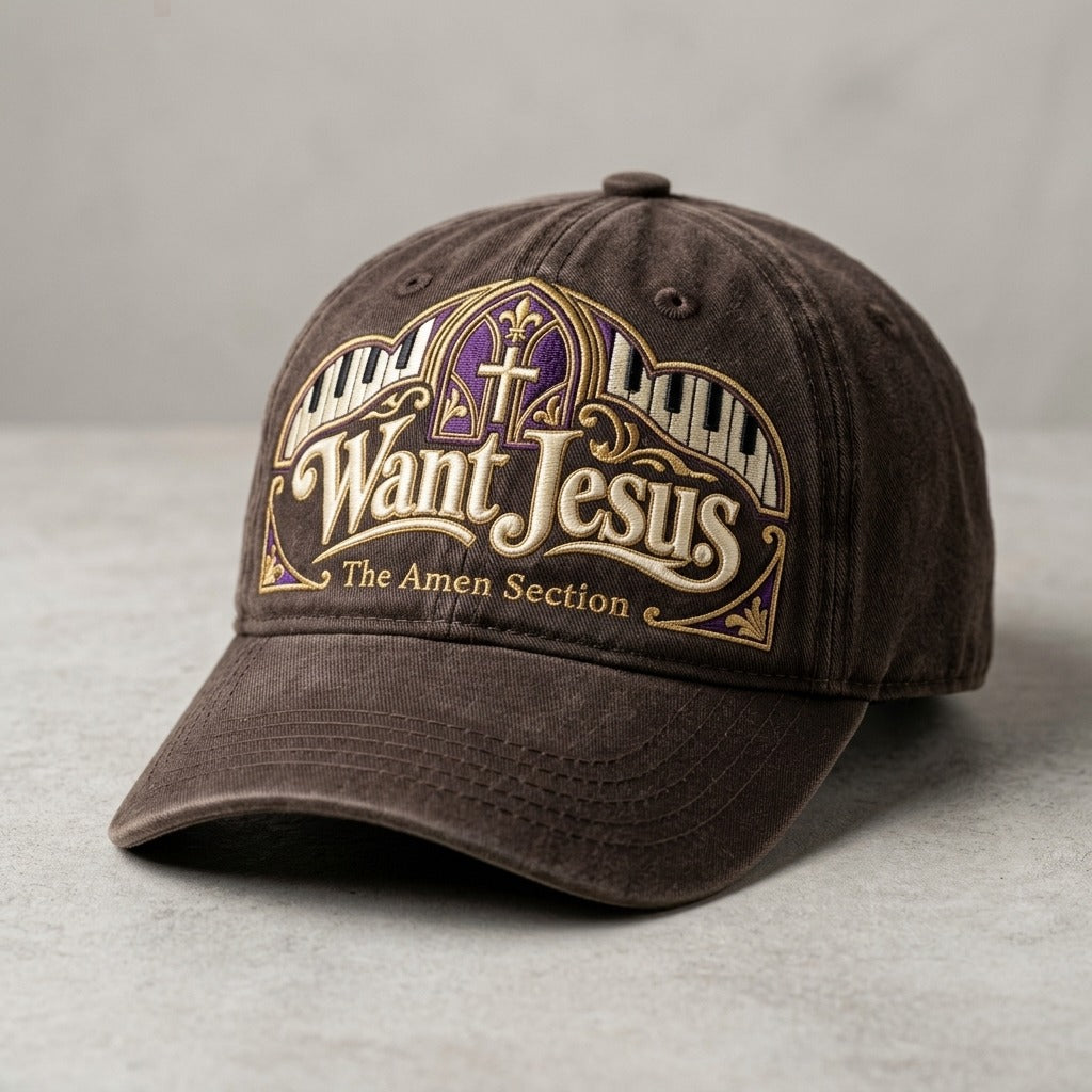 The Amen Section — Want Jesus Classic Dad Hat — product mockup