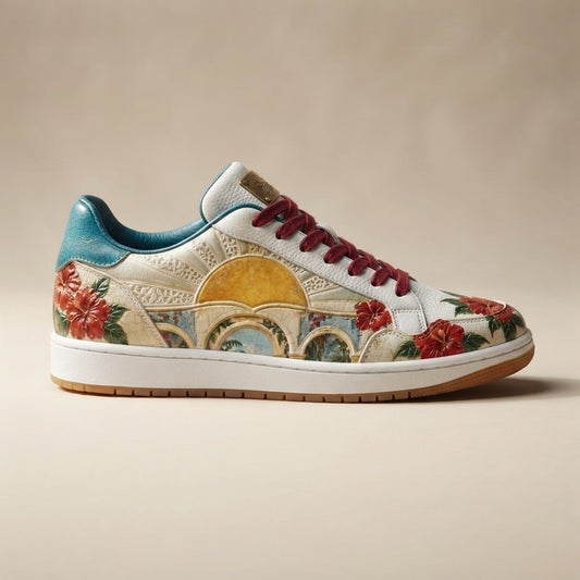 Lakou Love — Solèy Leve Men's Low-Top Leather Sneakers — product mockup