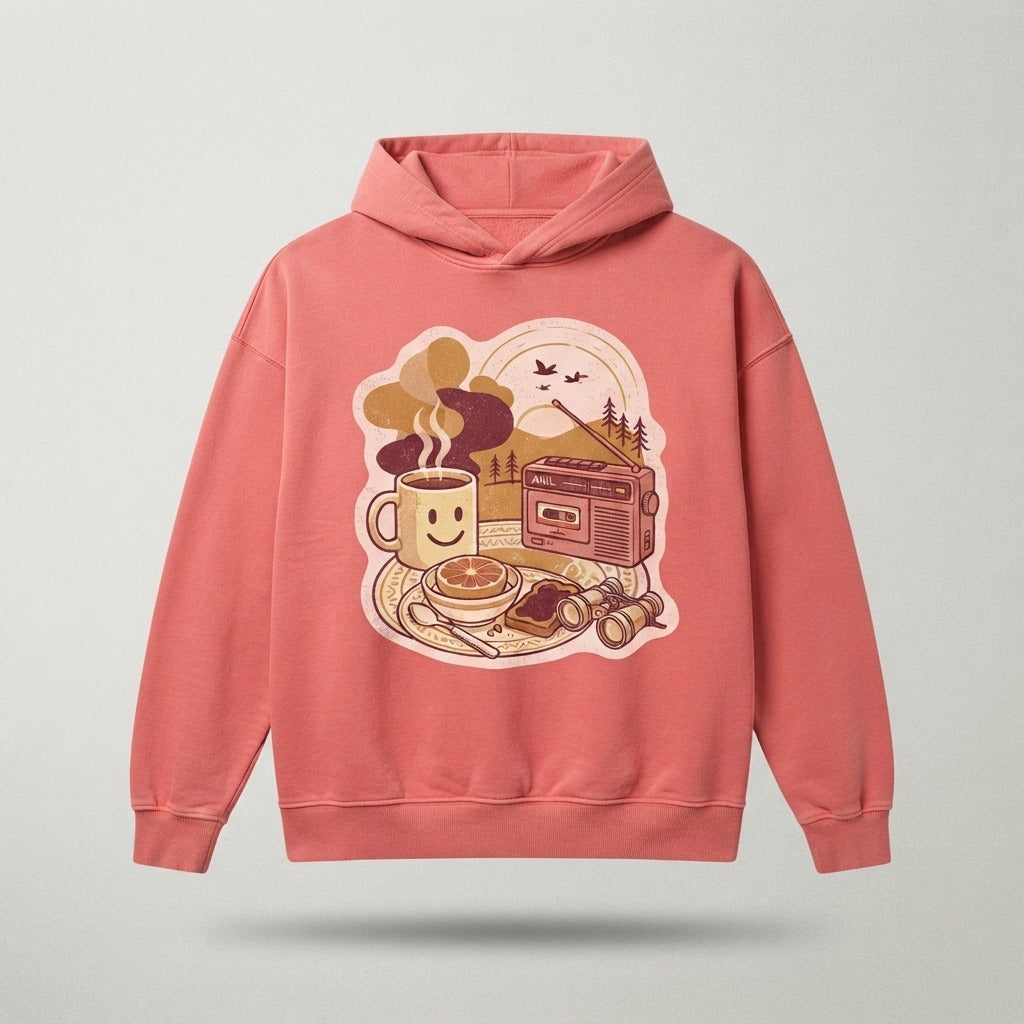 GOOD MORNING TAPES — Good Morning Playlist-Vol 22 Unisex Sponge Fleece Drop Shoulder Hoodie Sweatshirt — product mockup
