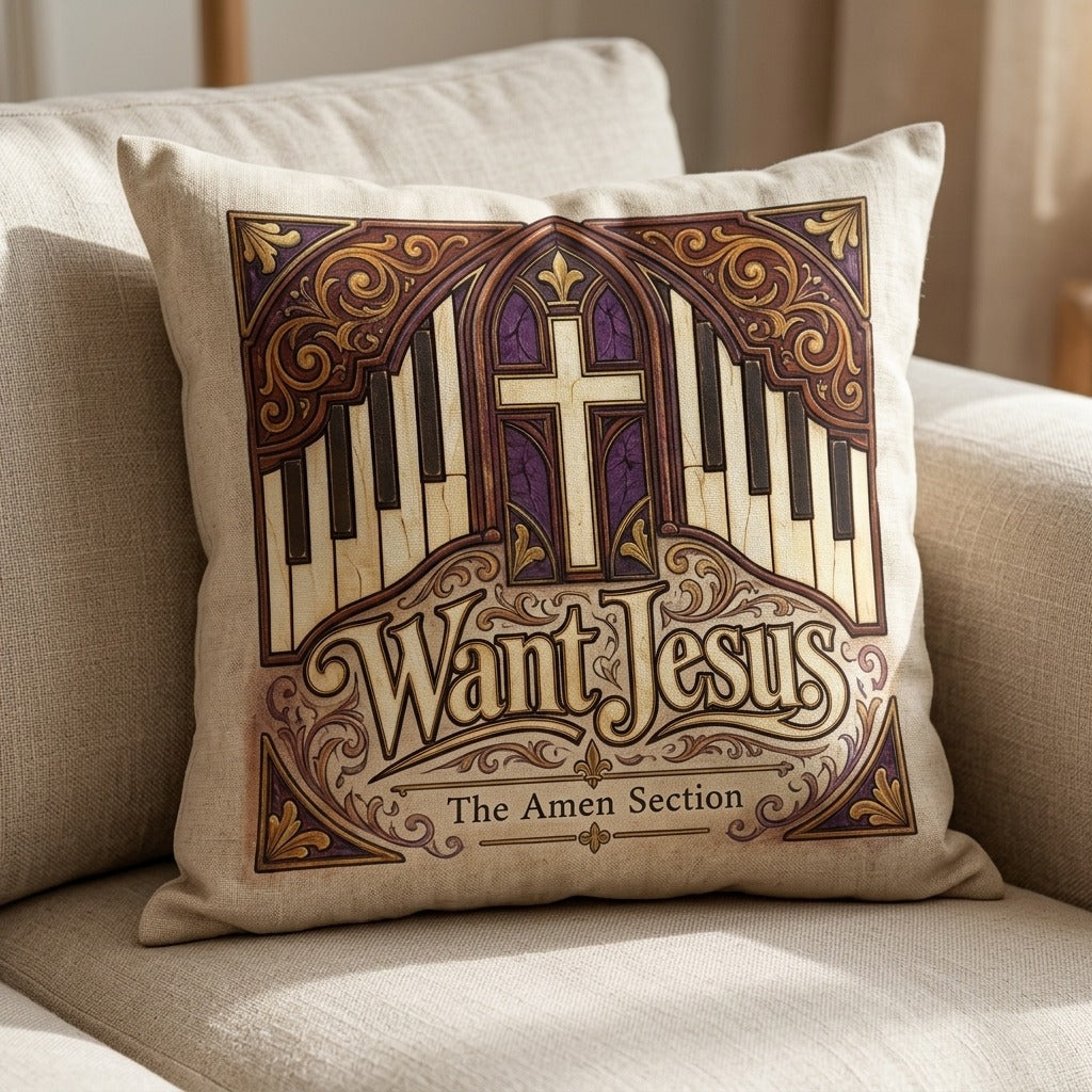 The Amen Section — Want Jesus Pillow — product mockup
