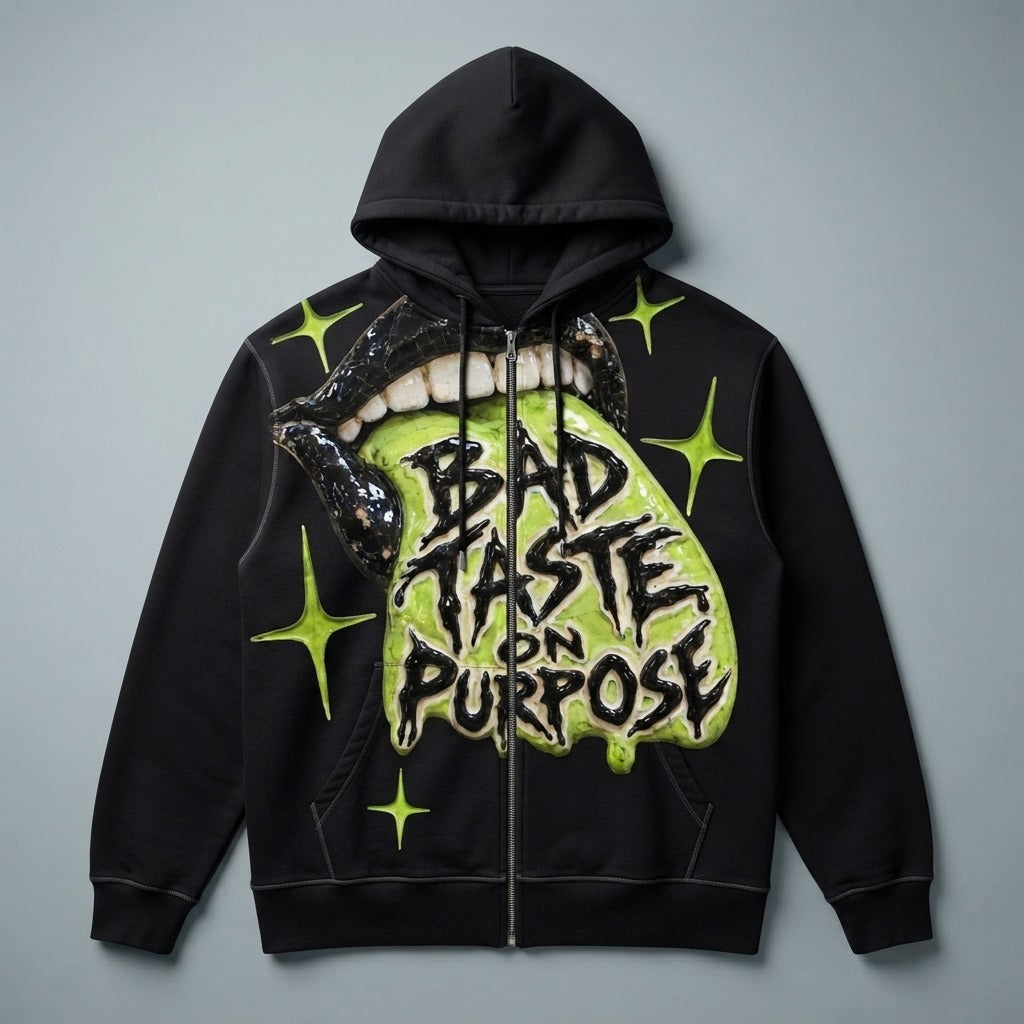 Bad Taste — Bad Taste On Purpose Full-Zip Hooded Sweatshirt — product mockup