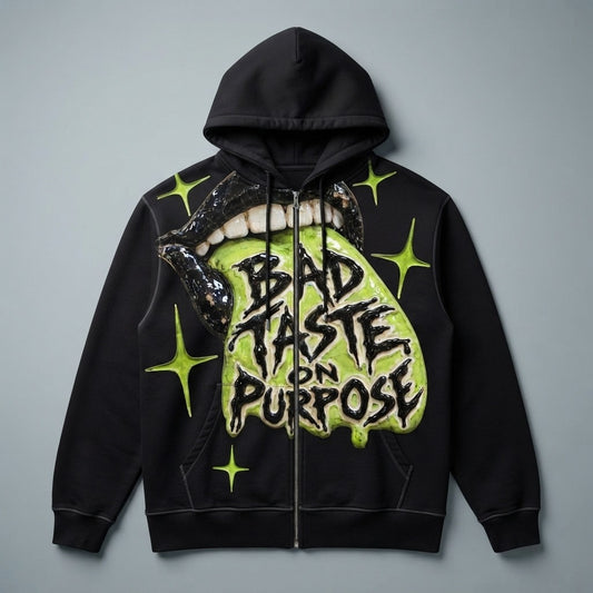 Bad Taste — Bad Taste On Purpose Full-Zip Hooded Sweatshirt — product mockup