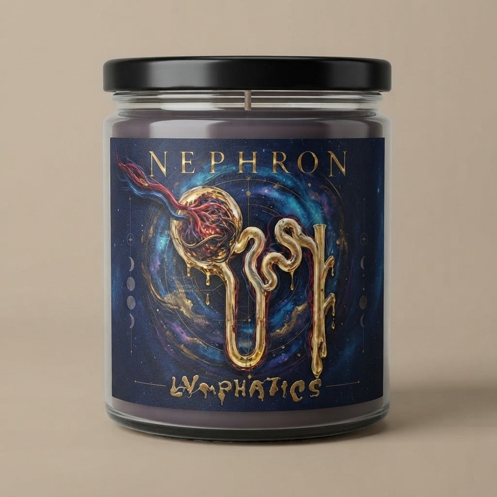 LYMPHATICS — Nephron Scented Soy Candles with Black Lid, (4 and 9oz) — product mockup