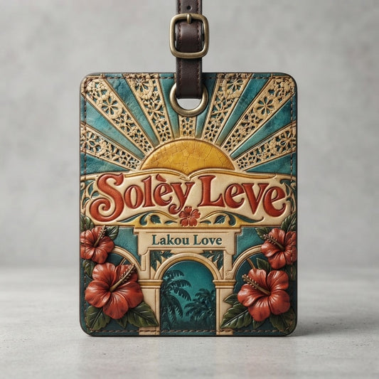Lakou Love — Solèy Leve Luggage Tags — product mockup