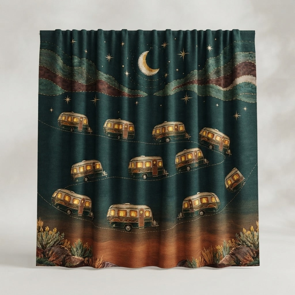 CARAVAN JAZZ — Four In The Morning Window Curtains (1 Piece) — product mockup